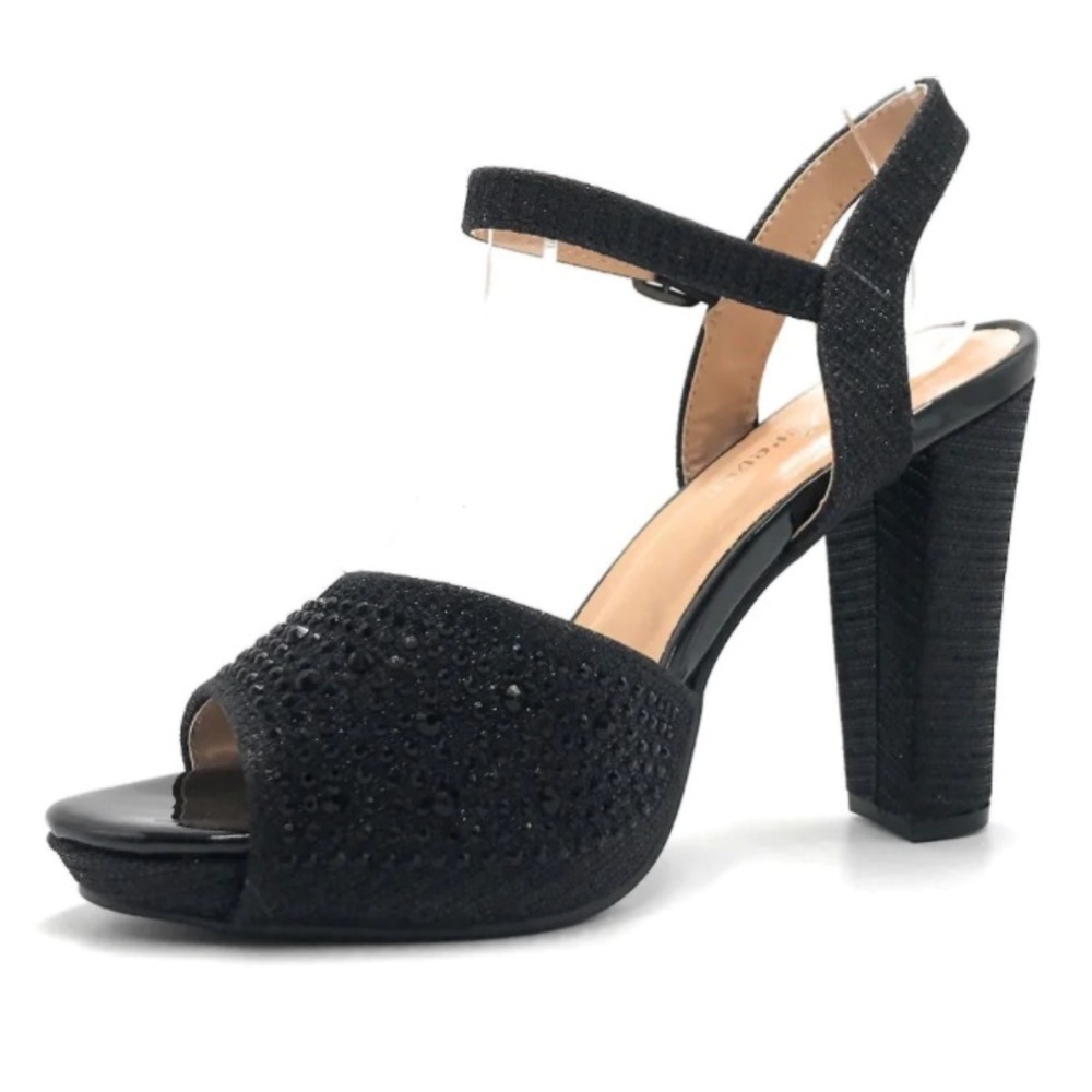 Forever 21 Black Open TOE Heeled Sandals (8) EUC